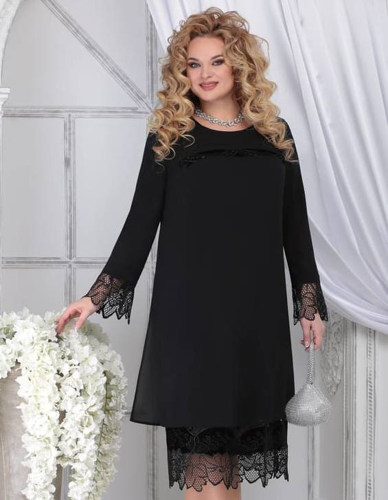 Комплект из велюрового платья и блузки с декором, черный