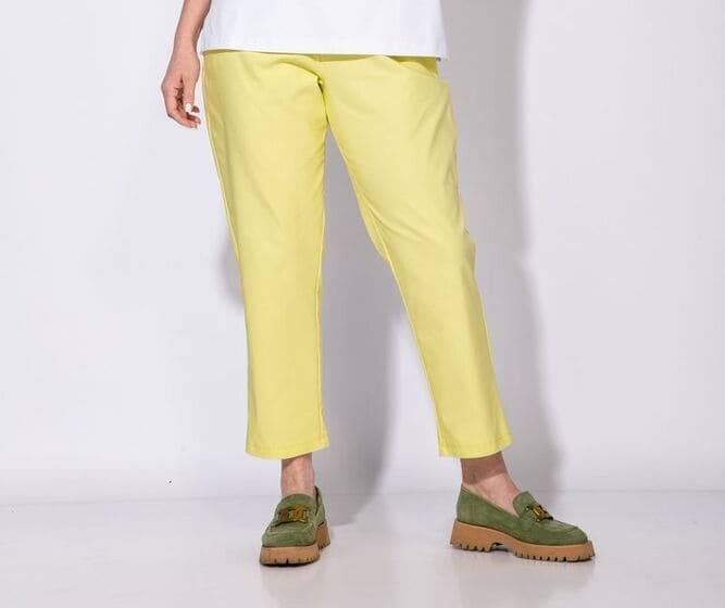 Легкие брюки с высокой посадкой на резинке, желтые
