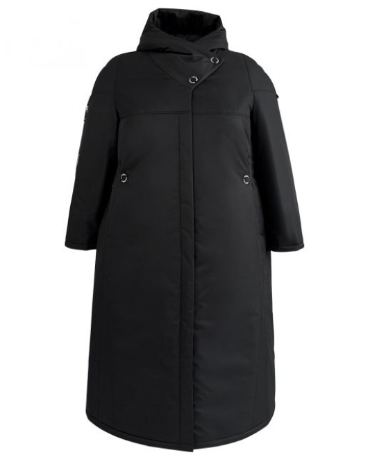 Демисезонное пальто с капюшоном на кнопках, черное