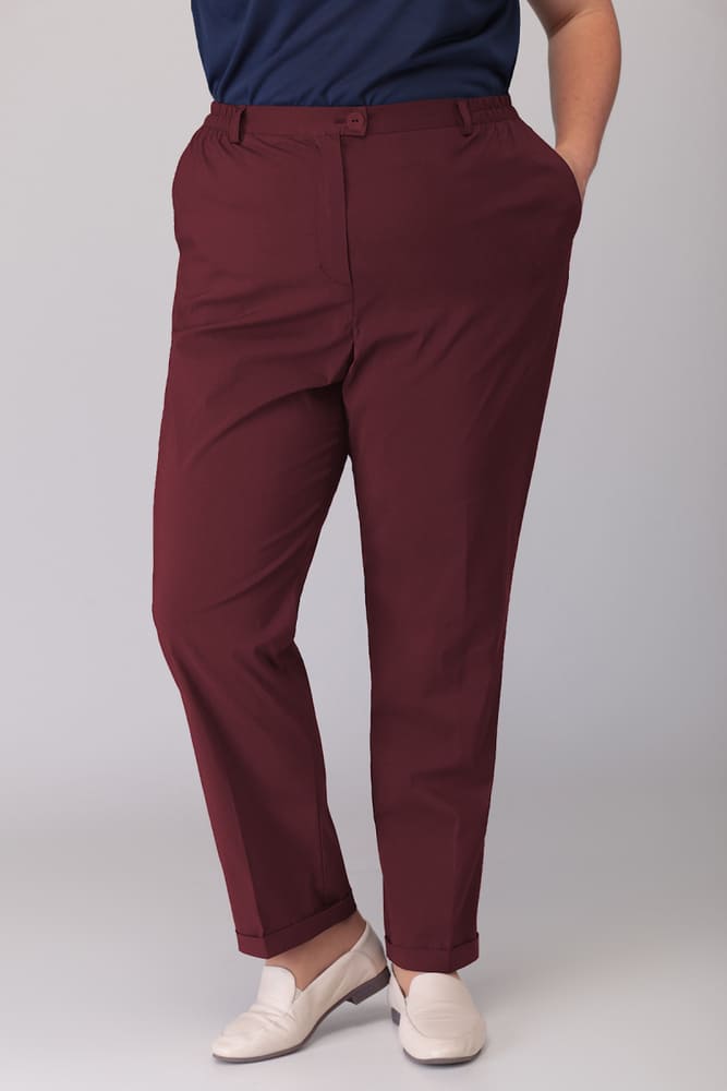Удобные брюки с резинкой по бокам, бордо