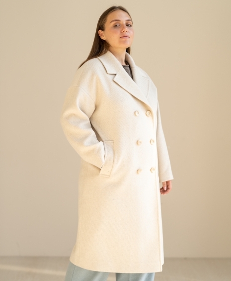 Классическое двубортное пальто, айвори