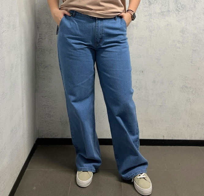 Прямые плотные джинсы, синие