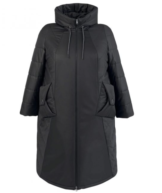 Демисезонное пальто с большими накладными карманами, чёрное
