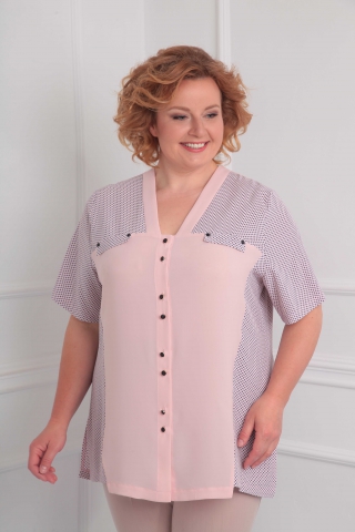 Блуза с отделкой из ниагары, розовая