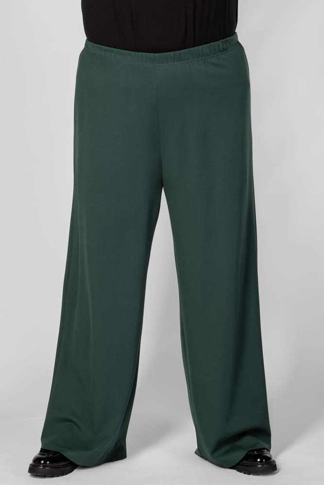 Прямые широкие брюки на резинке, зеленые