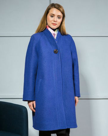 Свободное пальто с боковыми разрезами, синее