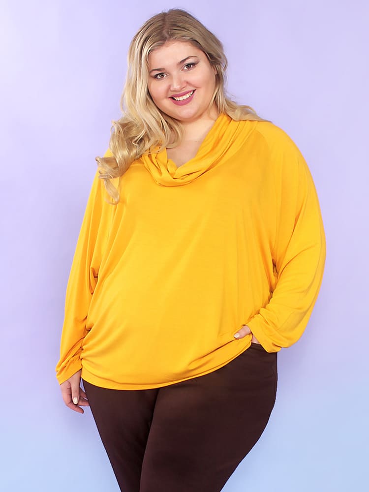Свободная блузка с воротником-хомут, желтая