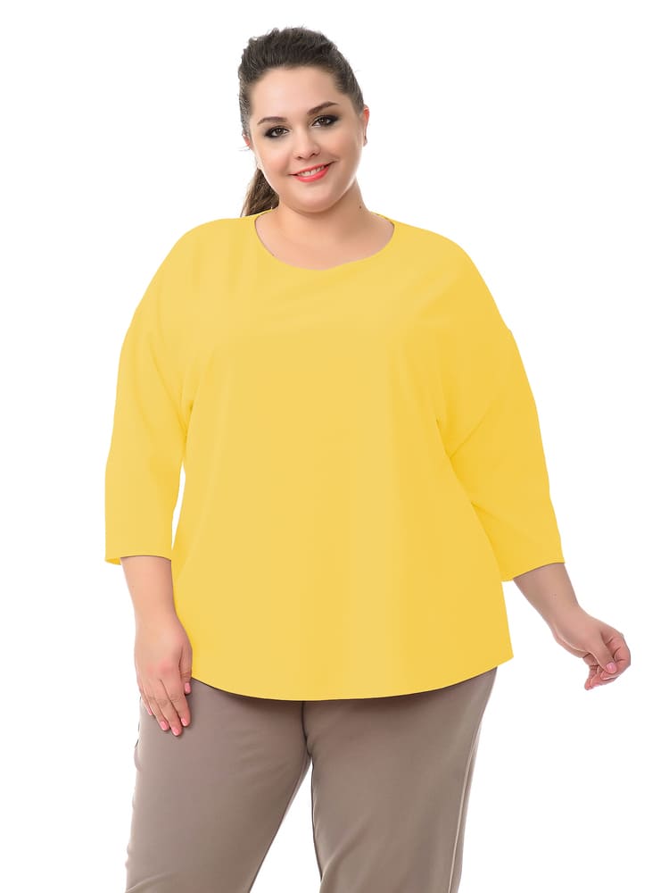 Свободная однотонная блузка, желтая