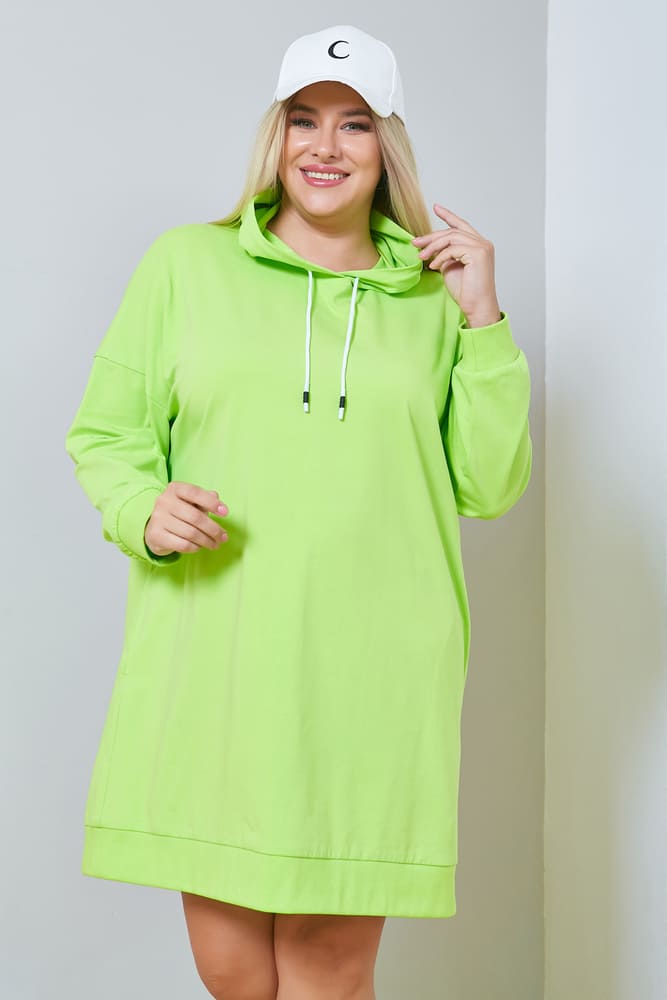 Платье в спортивном стиле с капюшоном, светло-зеленое