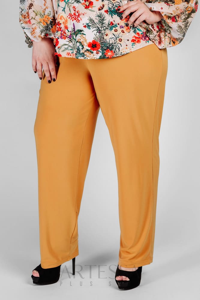 Комфортные брюки на широкой резинке, оранжевые