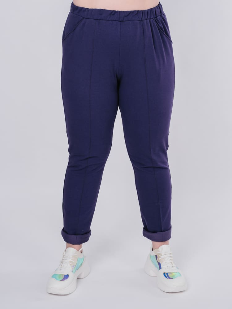 Прямые брюки со стрелками и карманами, фиолетовые
