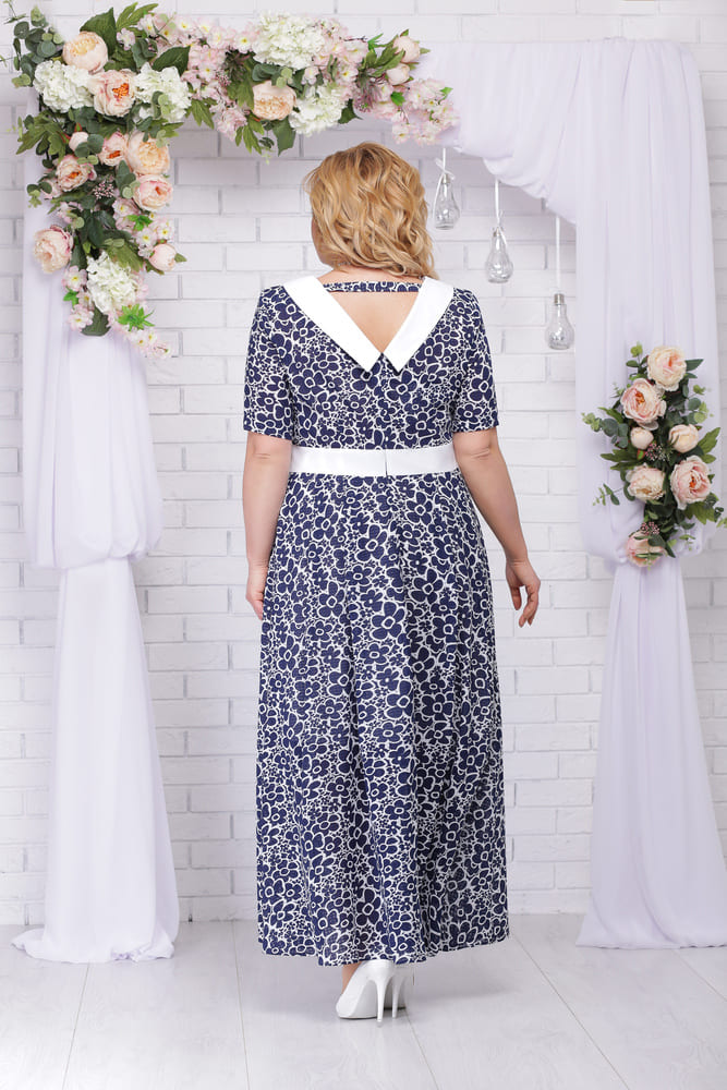 Длинное синее платье в синие ромашки - купить в Москве ◈ цена в  интернет-магазине «LMarka»