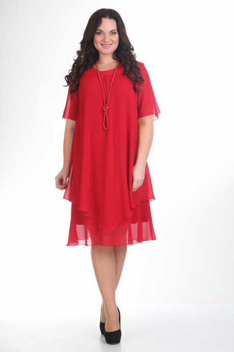 Свободное шифоновое платье, красное