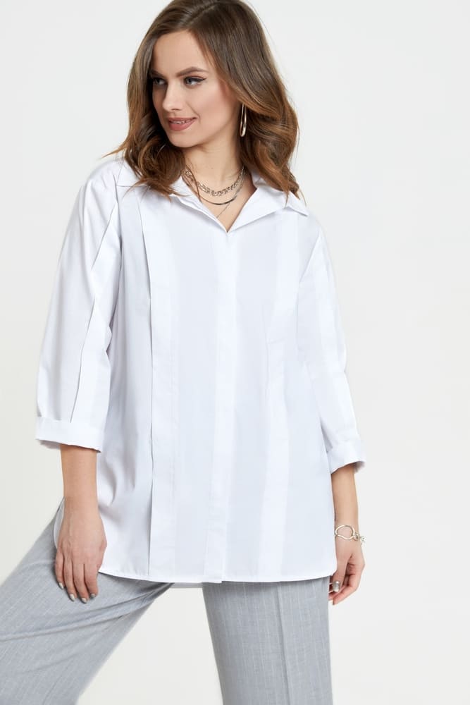 Прямая блузка с укороченным рукавом, белая