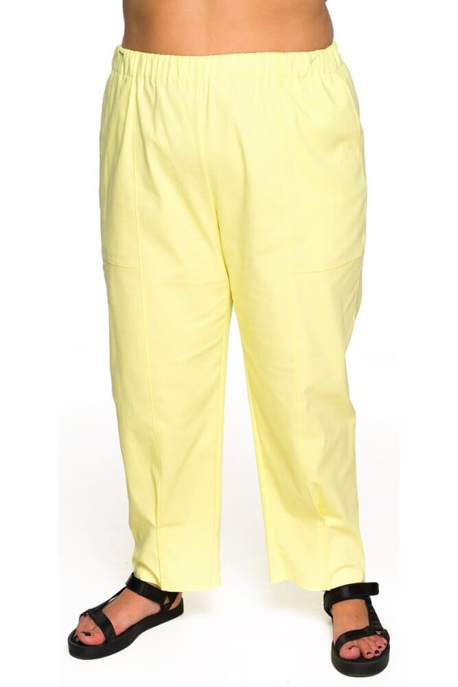 Прямые брюки с декоративными складками внизу, лимон