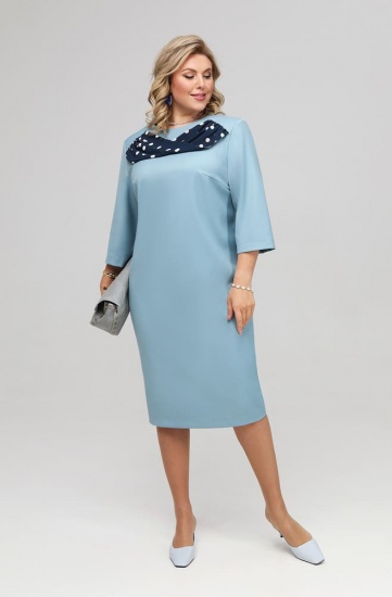 Зауженное платье с шифоновым шарфом, голубое