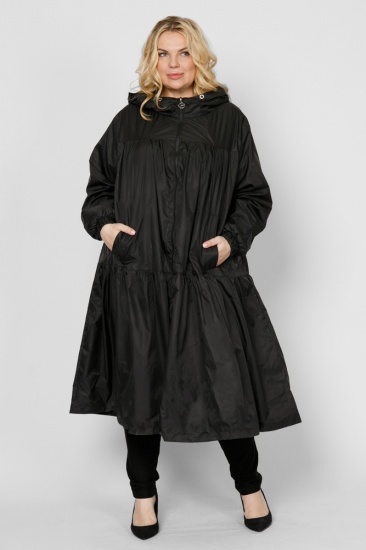 Расклешенное пальто со сборками, черное