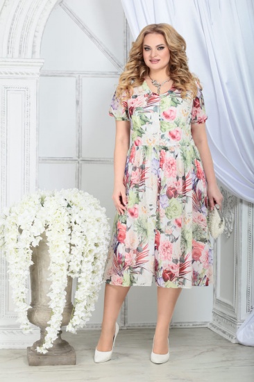 Приталенное шифоновое платье с коротким рукавом, чайная роза