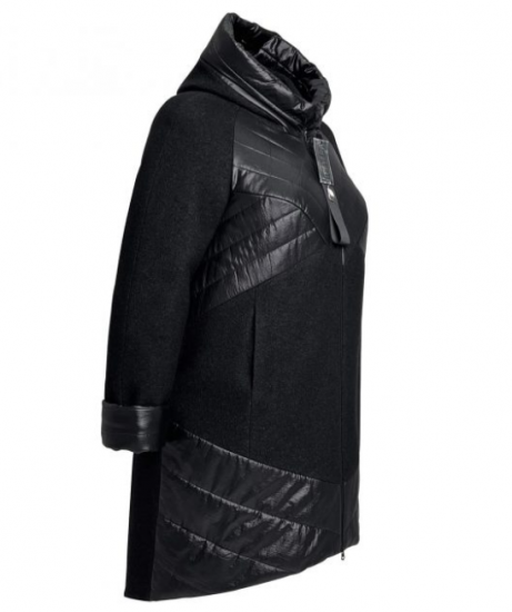 Комбинированное пальто с асимметричным низом, чёрное