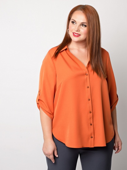 Свободная рубашка с асимметричным низом, оранжевая