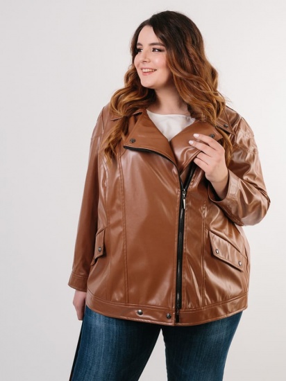 Двубортная демисезонная куртка, коричневая