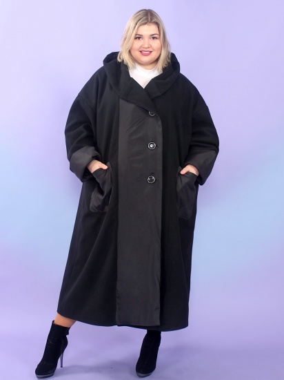 Кашемировое пальто с отделкой плащевкой, черное