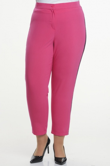 Классические брюки с кружевной лентой по бокам, розовые