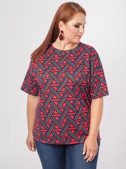 Прямая блуза с асимметричным низом, красная