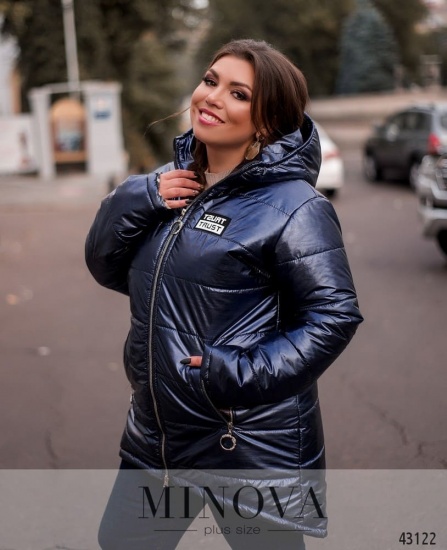 Куртка на синтепоне с перепадом длины, синяя