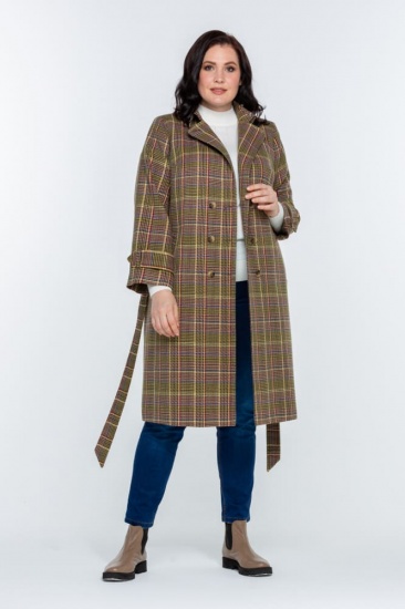 Классическое двубортное пальто, коричневое