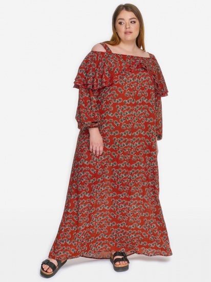 Длинное шифоновое платье-сарафан, терракот