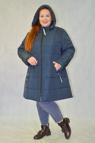 Зимняя куртка с горизонтальной стежкой, синяя