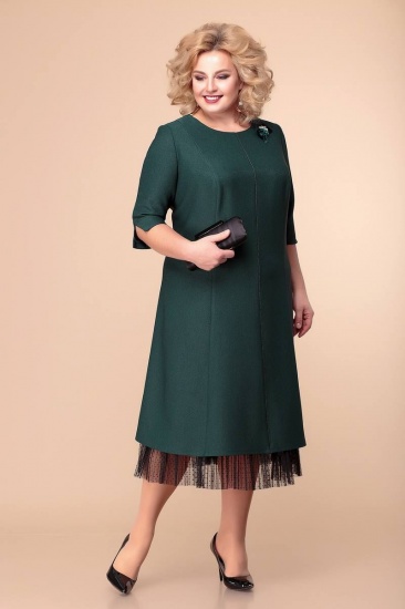 Приталенное платье с рюшей из сетки и украшением, зеленое
