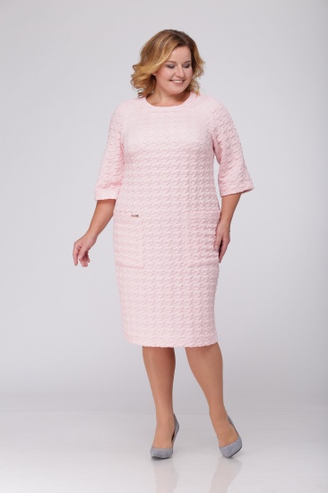 Прямое трикотажное платье с карманами, розовое