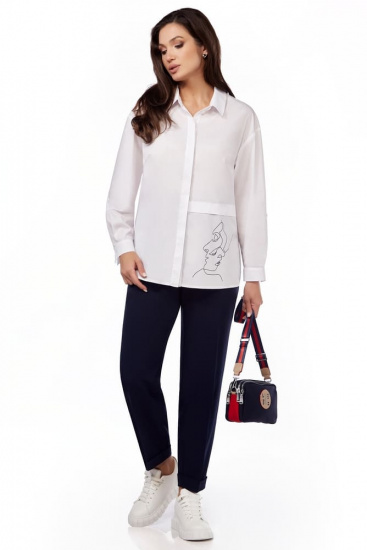 Комплект из брюк и прямой рубашки с авторской печатью, черный с белым