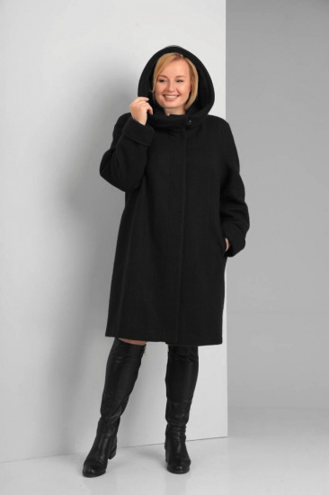 Свободное демисезонное пальто с манжетами на рукавах, черное