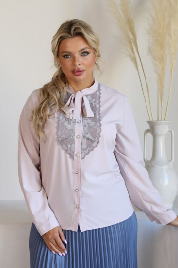 Приталенная блузка с кружевом и завязками, розовая