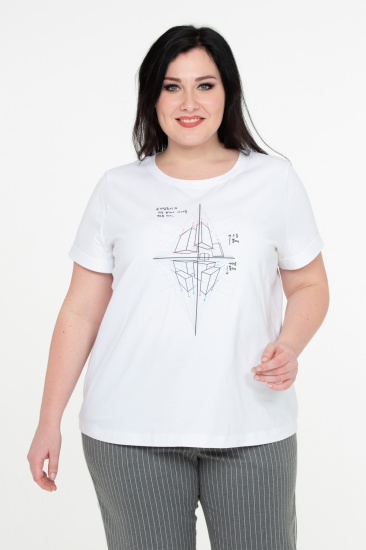 Классическая футболка с геометрическим принтом, белая