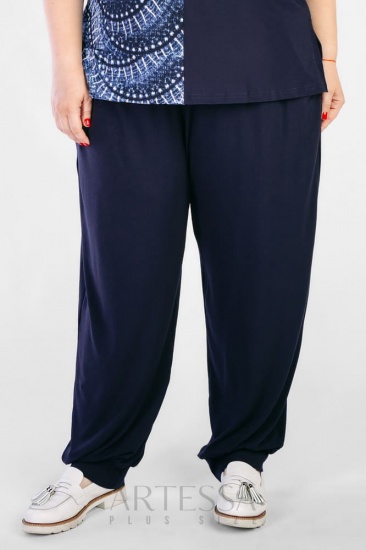 Свободные трикотажные брюки с карманами, темно-синие