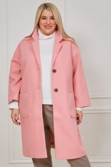 Классическое свободное пальто на кнопках, светло-розовое