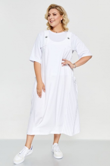 Комплект из сарафана с дизайном и футболки, белый