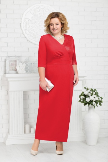 Торжественное красное платье в пол с разрезом
