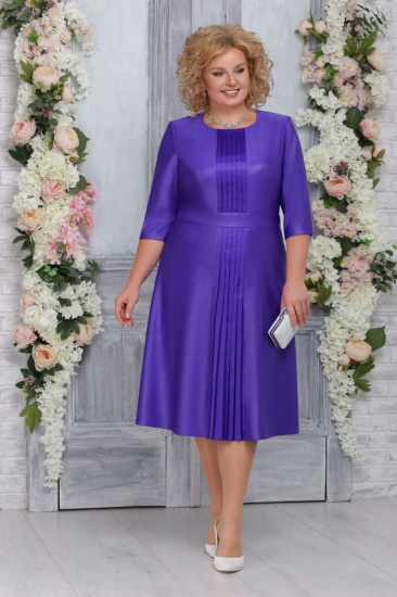 Платье с крупными декоративными складками, фиолетовое