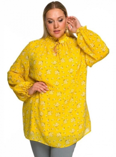 Шифоновая блузка с рюшами, желтая