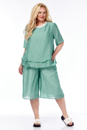 Легкий комплект из шорт и блузки, светло-зеленый