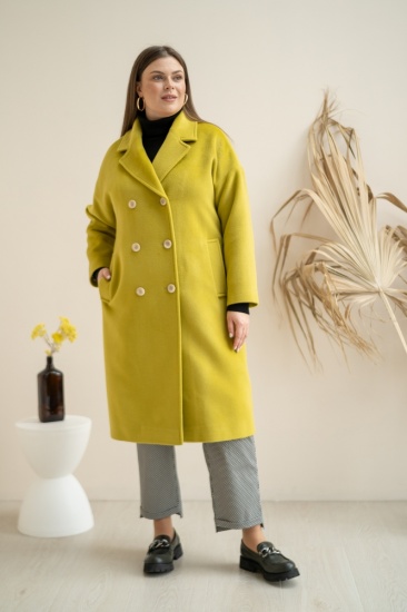 Классическое двубортное пальто, светло-зеленое