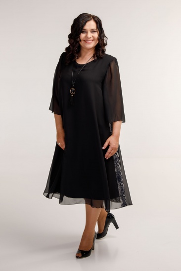 Свободное платье с декоративной планкой по бокам, черное