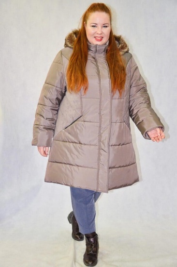 Куртка с двойным утеплителем и эко-мехом, бежевая