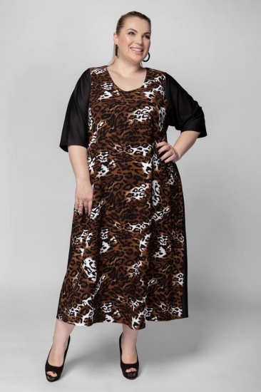 Длинное трикотажное платье, леопард