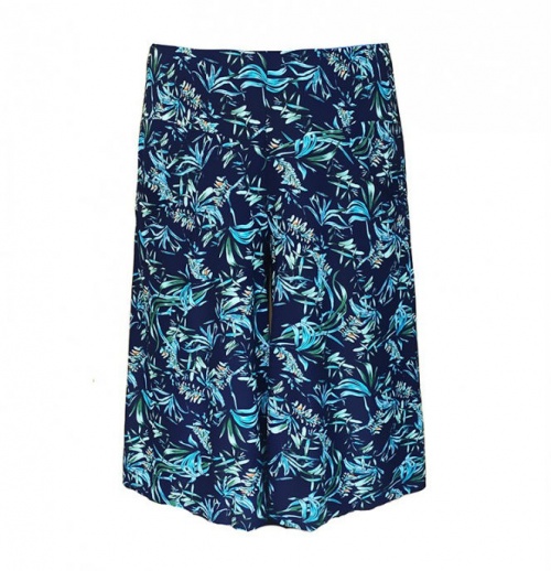 Трикотажные юбка-брюки с карманами, синие